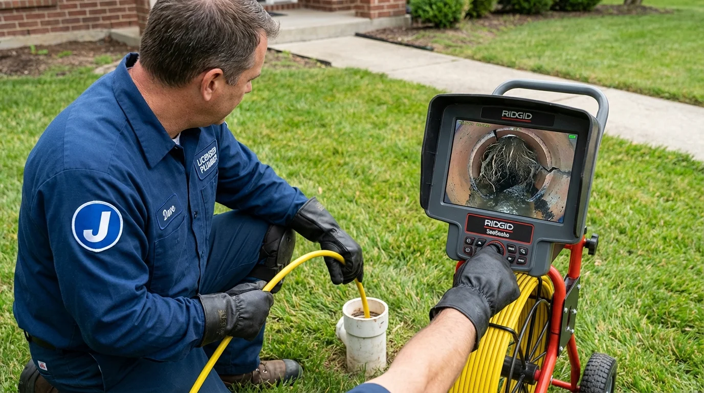 Sewer camera inspection being performed by Johns Plumbing LLC in Park Ridge
